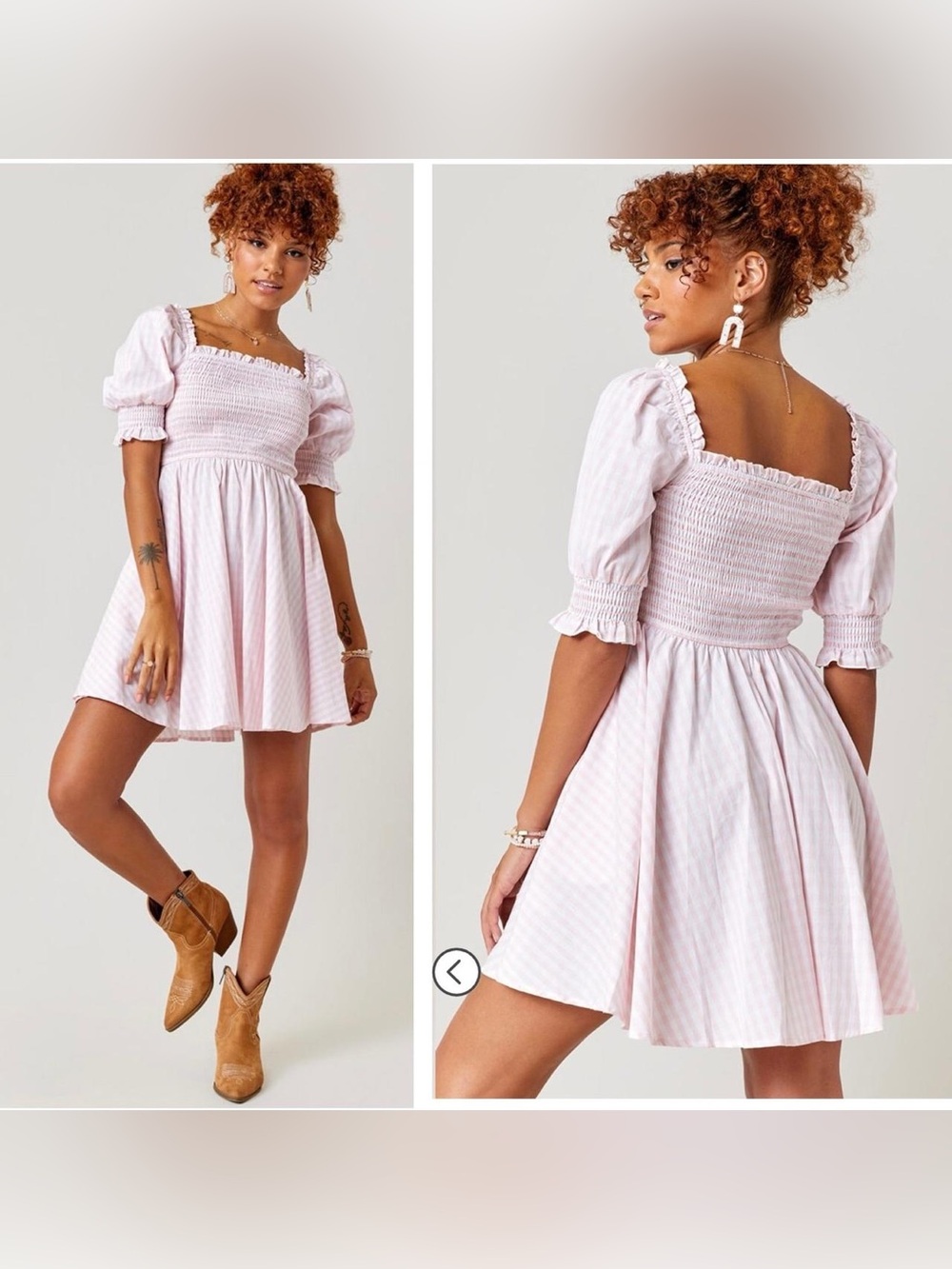 Francesca's Collections Pink Girly Square-Neck Mini Tea Party Dress
